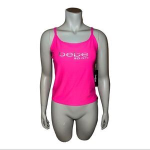 Bebe Sport Women's Logo Cami Activewear Pink Moisture Wicking Medium NWT